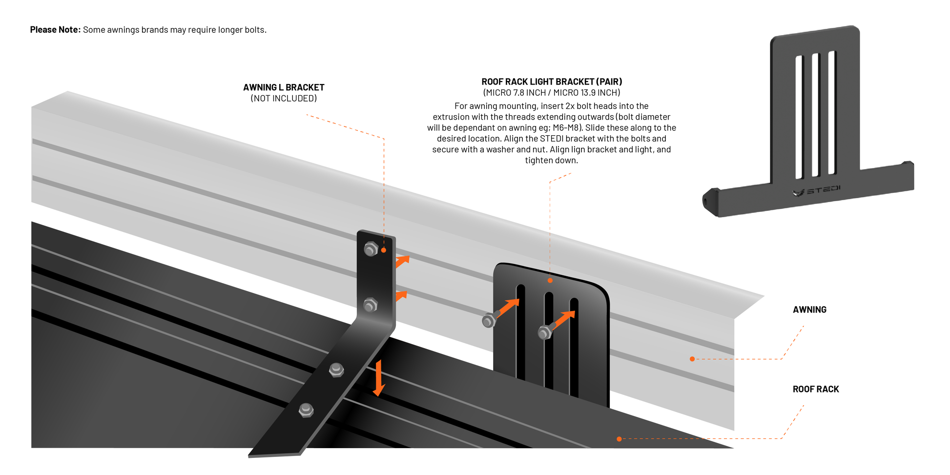 STEDI Roof Rack Light Bracket | Micro 7.8